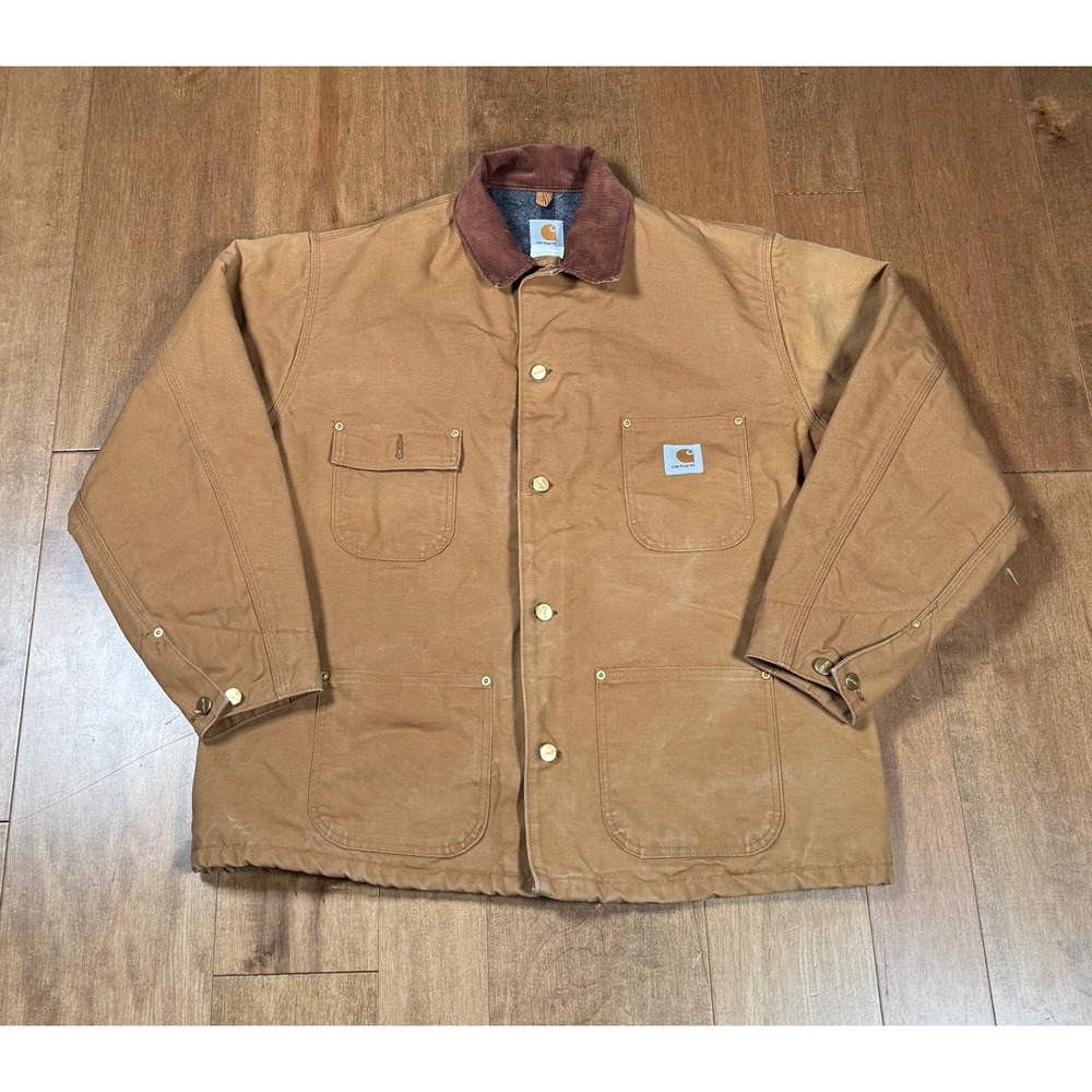 Carhartt C01 BRN Chore‎ Barn Jacket Distressed Workwear Brown Mens Sz 48 Vintage